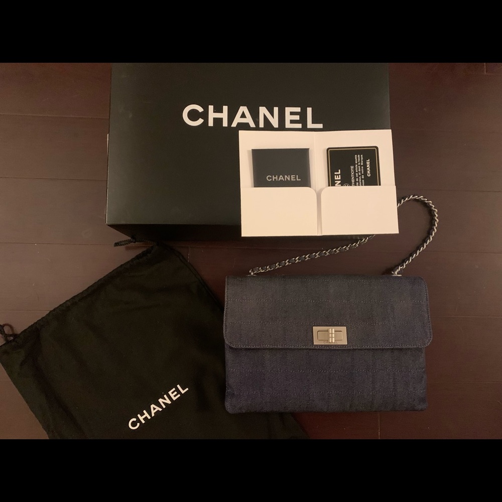 Chanel Blue Denim Square Stiched Mademoiselle Bag